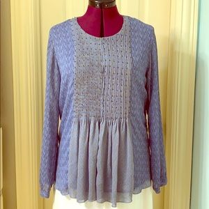 Shades of blue in a mixed print tunic